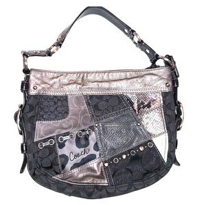 Coach Zoe Black Metallic Patchwork Bag F0873-12901